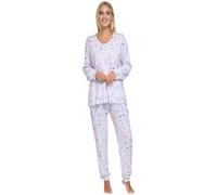 Slumber Hut Ladies 'Floral Reflections' Long Sleeve Pyjamas 57227 Blue S-M