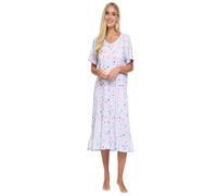 Slumber Hut Ladies 'Floral Reflections' Short Sleeve Nightie 25271 Blue XL-2XL