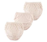 Slumber Hut Ladies Full Briefs with Lace Trim 3 or 6 Pack - Star Floral Spot Plain