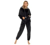 Slumber Hut Ladies Star Embossed Hooded Lounge Set LN1492 Black 8-10