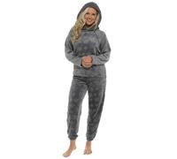 Slumber Hut Ladies Star Embossed Hooded Lounge Set LN1492 Charcoal 8-10