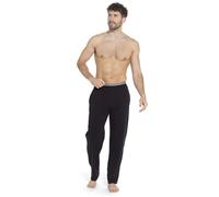Slumber Hut Mens Black Jersey Lounge Pants with Stripe Elasticated Medium