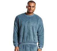 Slumber Hut Mens Sherpa Crew Neck Jumper 981014 Blue Small