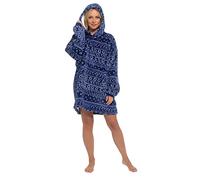 Slumber Hut Oversized Hoodie Matching Christmas Family Sizes Wearable Fleece Blanket Hooded Top Warm Cosy Sherpa Winter Snuggle Unisex Adults Childrens - Blue Xmas Aztec Adults One Size