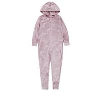 Slumber Hut® Womens & Girls Crushed Velvet Loungewear Nightwear Adults & Childrens Matching Sizes - Onesie - Pink - Child 13 Years