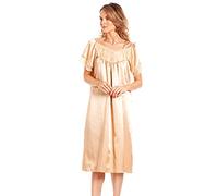 Slumber Hut Womens Satin/Lace Short Sleeve Nightdress Gold OS 18-20