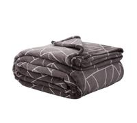 Slumber Nights Teddy Throws Geometric Print Fleece Blanket 150x200 cm Medium Size Sofa Bed Soft Warm (Charcoal, Double)