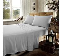 Slumber Nights Thermal Flannel Flat Sheet Plain Brushed Cotton Winter Warm Bedding (Grey, Double Flat Sheet)