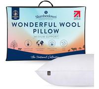 Slumberdown 100% British Wool Pillow 1 Pack - Naturally Cooling & Moisture-Wicking for Hot Sleepers, Luxury Back & Side Sleeper Pillow - Hypoallergenic Cotton Cover, UK-Made (48 x 74cm)