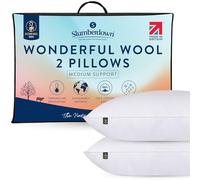 Slumberdown 100% British Wool Pillows 2 Pack - Naturally Cooling & Moisture-Wicking for Hot Sleepers, Luxury Back & Side Sleeper Bed Pillows - Hypoallergenic Cotton Cover, UK-Made (48 x 74cm)