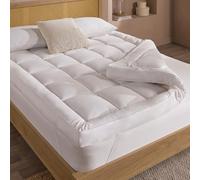 Slumberdown 10cm Mattress Topper Double Bed - Extra Deep Hotel Quality Super Soft & Comfy Box Stitched Microfibre Cover Double Mattress Topper - Easy Fit Straps, Hypoallergenic, Washable (135 x 190cm)