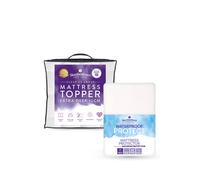 Slumberdown 10Cm Mattress Topper & Waterproof Mattress Protector In White White