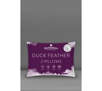 Slumberdown Duck Feather Pillows 2 Pack - 100% Ethically Sourced Feather Pillow for Comfort, Loft & Support | UK-Made, Soft Cotton Cover, Non-Allergenic & Washable (48 × 74cm)