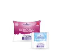 Slumberdown 2 Rebound Pillows & 2 Waterproof Pillow Protectors in White Slumberdown White