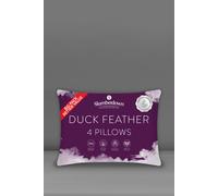 Slumberdown Duck Feather Pillow, Medium Support 4 Pack White