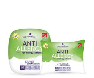 Slumberdown Anti Allergy Double Duvet - 13.5 Tog Warm Winter Quilt Ideal for Cold & Chilly Nights, 2 Medium Pillows - Anti Bacterial, Soft Touch Cover, Machine Washable, Size (200cm x 200cm)