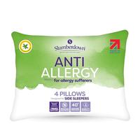 Slumberdown Anti Allergy Pillows 4 Pack - Allergy UK Approved Firm Support Back & Side Sleeper Pillow for Allergy Sufferers | Anti Bacterial Cover, UK-Made & Washable (48 x 74cm)