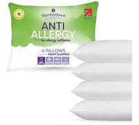 Slumberdown Anti Allergy Pillows 4 Pack - Allergy UK Approved Front Sleeper Soft Pillows for Allergy Sufferers | Anti Bacterial Soft Touch Cover, UK-Made & Washable (48 x 74cm)