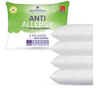 Slumberdown Anti Allergy Pillows 4 Pack - Allergy UK Approved Medium Support Back Sleeper Pillows for Allergy Sufferers | Anti Bacterial Cover, UK-Made & Washable (48 x 74cm)