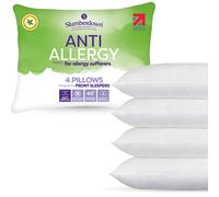 Slumberdown Anti Allergy Pillows 4 Pack - Allergy UK Approved Front Sleeper Soft Pillows for Allergy Sufferers | Anti Bacterial Soft Touch Cover, UK-Made & Washable (48 x 74cm)