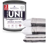 Slumberdown Back to Uni Bed Set - 10.5 Tog Coverless Double Duvet & Pillow Set with 2 Matching Pillowcases, Perfect for University Students - Hypoallergenic, Washable, Grey Embossed (200 x 200cm)