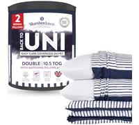 Back to Uni Printed Stripe Navy 10.5 Duvet, 2 Medium Pillows Slumberdown Navy Double