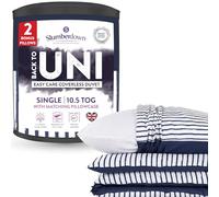 Back to Uni Printed Stripe Navy 10.5 Duvet, 2 Medium Pillows Slumberdown Navy Single