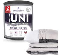 Slumberdown Back to Uni Bed Set - 10.5 Tog Coverless Single Duvet & Pillow Set with Matching Pillowcase, Perfect for University Students - Hypoallergenic, Washable, Grey Embossed (135 x 200cm)