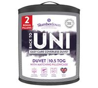 Slumberdown Back To Uni Embossed Waffle 10.5 Duvet, 2 Medium Pillows