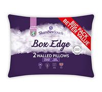 Slumberdown Box Edge Luxury Pillows 2 Pack - Firm Box Wall Support Pillows for Back & Side Sleepers | Breathable & Non-Allergenic 100% Cotton Cover, UK-Made & Washable (38 x 64cm)