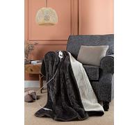 Slumberdown Charcoal Cosy & Snug Sherpa Fleece Heated Throw Charcoal