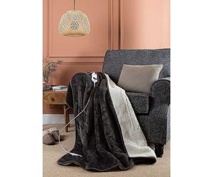 Slumberdown Charcoal Cosy & Snug Sherpa Fleece Heated Throw Charcoal
