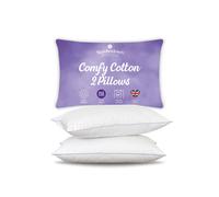 Slumberdown Cotton Pillows 2 Pack Premium Thick & Bouncy Hotel Pillow for Stomach, Back & Side Sleepers - Non-Allergenic Cotton Cover with Piped Edge, Made in the UK, Machine Washable (48 x 74cm)