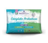 Slumberdown Complete Protection Pillows 2 Pack Medium Support Back Sleeper Pillows For Back Pain Relief Anti Bacterial 48X74Cm