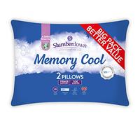 Slumberdown Cool Memory Foam Pillows 2 Pack - Cooling & Supportive Back & Side Sleeper Pillow for Neck and Shoulder Pain Relief | CoolMAX® Knitted Cover, UK-Made, Non-Allergenic, Easy Care (38 x 64cm)