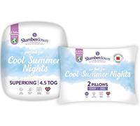 Slumberdown Cool Summer Nights 4.5 Tog Super King Duvet & 2 Pillows - Lightweight & Breathable Summer Duvet for Hot Nights | UK-Made Quilt, Non-Allergenic & Washable (260 x 220cm)