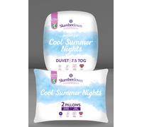 Slumberdown Cool Summer Nights 7.5 Tog Summer Duvet With 2 Firm Support Pillows In White White