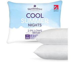 Slumberdown Cool Summer Nights Pillows 2 Pack - Breathable Firm Support Back & Side Sleeper Pillow for Hot Sleepers | UK-Made, Non-Allergenic, Washable (48 x 74cm)