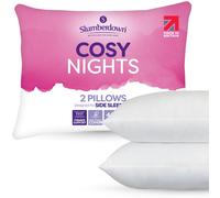 Slumberdown Cosy Nights Bed Pillows 2 Pack Non-Allergenic Firm Support Back & Side Sleeper Pillow - Soft Touch Breathable Cover, Made in the UK & Washable, Packaging May Vary (48 x 74cm)