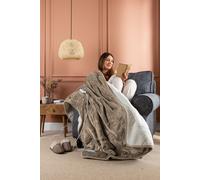 Slumberdown Luxury Heated Throw Blanket (130x160cm) - Reversible Sherpa & Fleece Electric Blanket with 10-Heat Settings & Timer | Energy Efficient (3p/hr), 2-Year Guarantee, Washable, Brown
