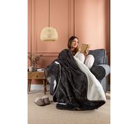 Slumberdown Charcoal Cosy & Snug Sherpa Fleece Heated Throw