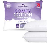 Slumberdown Cotton Bed Pillows 2 Pack - Hotel Quality, Supportive & Breathable Pillow for Back & Side Sleepers | Made in the UK, Hypoallergenic & Washable (48 x 74cm)