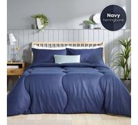 Slumberdown Coverless Comfort Duvet Single 10.5 Tog 2N1 Design Matching Pillowcase Reversible All Year Herringbone Cover Washable