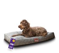 Slumberdown Dog Bed Large Washable - Raised Anti Anxiety Calming Cat/Dog Beds, Orthopaedic Dog Crate Mattress for Medium/Large/XL Pet & Adults - Anti Slip Human Dog Bed, Soft Removable Cover, Grey
