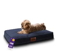 Slumberdown Dog Bed Medium Washable - Raised Anti Anxiety Calming Cat/Puppy Beds, Orthopaedic Dog Crate Mattress for Small/Medium Pet & Adults - Anti Slip Human Dog Bed, Soft Removable Cover, Navy