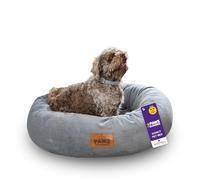 Slumberdown Donut Dog Bed Medium (65 cm) - Soft, Supportive & Calming Nest for Puppy, Dogs & Cats | UK-Made, Washable, Non-Slip Base, Plush Cushioning Comfort in Grey