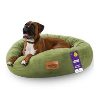 Slumberdown Donut XL Dog Bed (85 cm) - Soft, Supportive & Calming Nest for Puppy, Dogs & Cats | UK-Made, Washable, Non-Slip Base, Plush Cushioning Comfort in Green