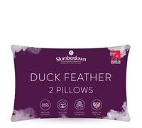 Slumberdown Duck Feather Pillows 2 Pack - 100% Ethically Sourced Feather Pillow for Comfort, Loft & Support | UK-Made, Soft Cotton Cover, Non-Allergenic & Washable (48 × 74cm)