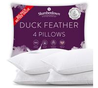 Slumberdown Duck Feather Pillows 4 Pack Hotel Quality Medium Firm Bed Pillow 100% Luxury Cotton Cover Natural Pillows 48X74Cm
