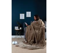 Slumberdown Warm Heated Throw Blanket (130x160cm) - Luxury Fleece Electric Blanket with 10-Heat Settings & Timer | Energy Efficient (3p/hr), 2-Year Guarantee, Washable, Brown